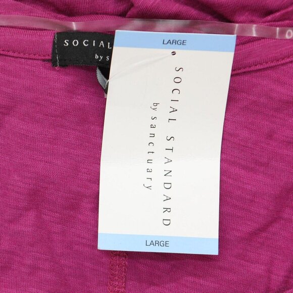NWT Sanctuary Dylan Scoop Neck Long Sleeve T-Shirt Tee L Magenta Rose Pink - Picture 4 of 5